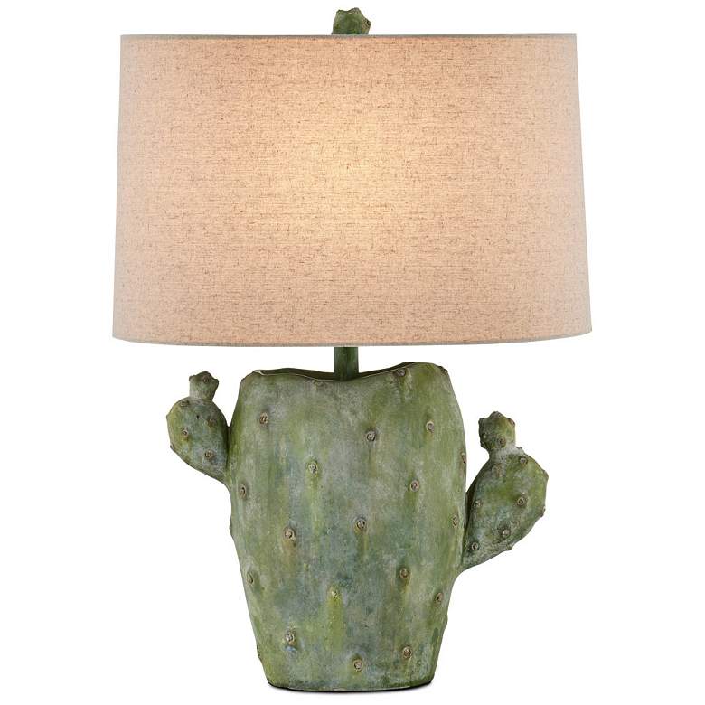 Image 2 Currey & Company Cactus Antiqued Green Table Lamp