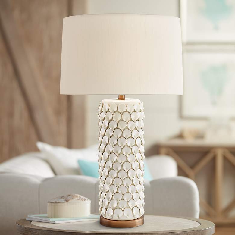Image 1 Currey and Company Calla Lily Cream Ceramic Table Lamp