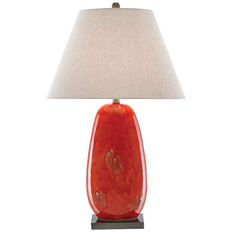 Image 1 Currey and Company Carnelia Rustic Red Ceramic Table Lamp