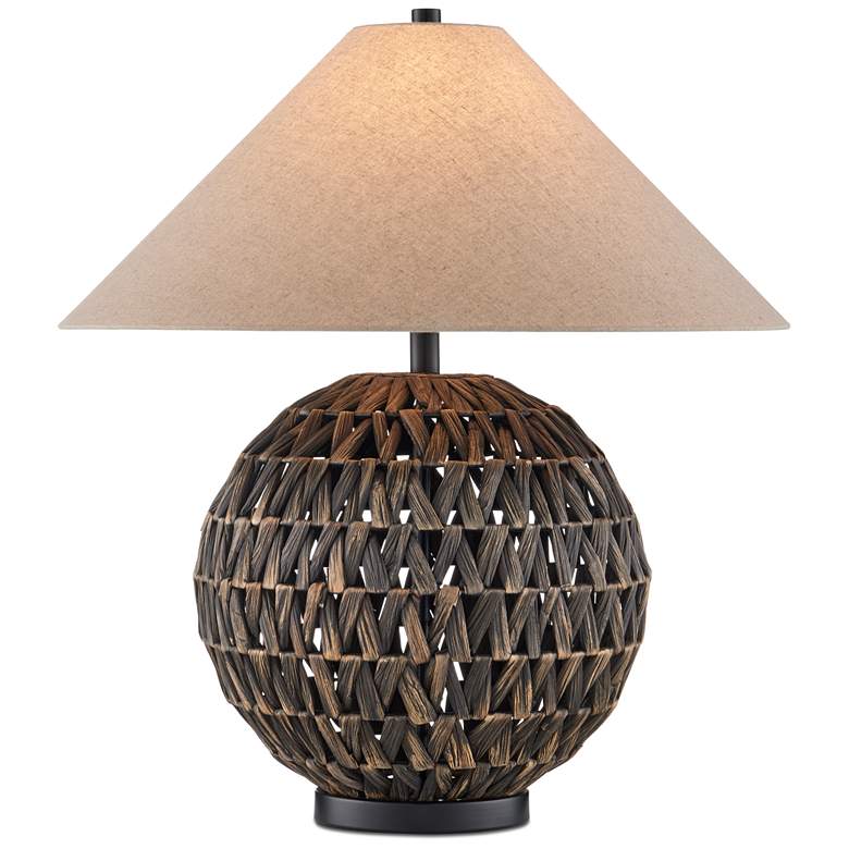 Image 1 Currey & Company Casimer 26" Black Water Hyacinth Fiber Table Lamp