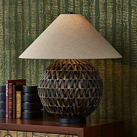 Image1 of Currey & Company Casimer 26" Black Water Hyacinth Fiber Table Lamp
