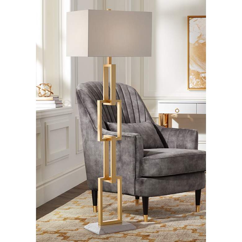 Image 1 Currey and Company Catena Gold Leaf Chain-Link Floor Lamp