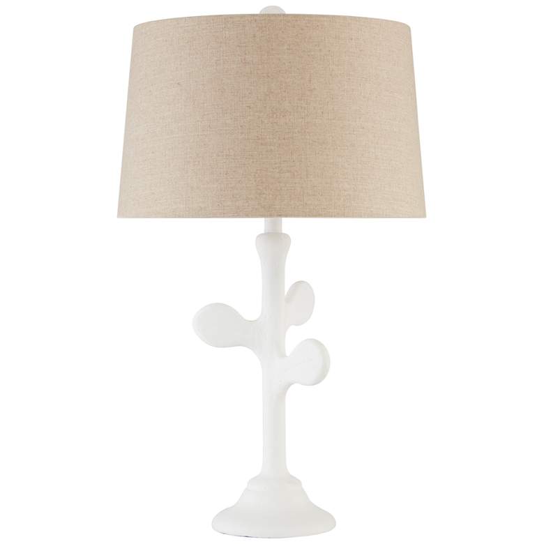 Image 2 Currey & Company Charny 30 1/4" White Gesso Leaf-Shape Table Lamp