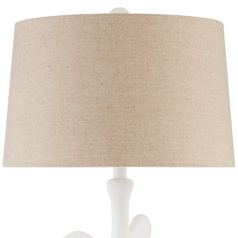 Image 3 Currey & Company Charny 30 1/4" White Gesso Leaf-Shape Table Lamp more views