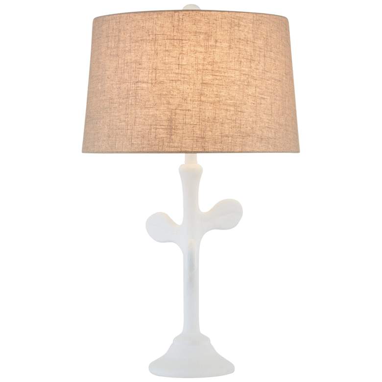Image 5 Currey & Company Charny 30 1/4" White Gesso Leaf-Shape Table Lamp more views