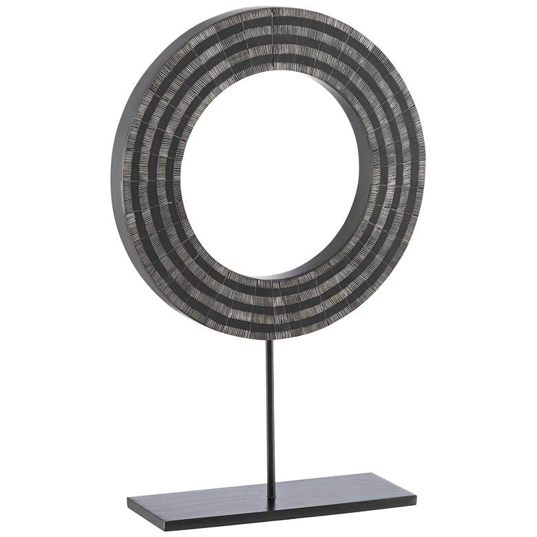 Image 1 Currey and Company Chava 18" High Black Disc Sculpture