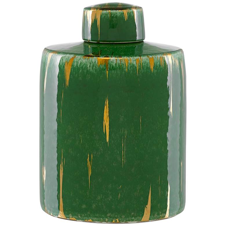 Image 1 Currey and Company Chloros 11" High Green Porcelain Jar
