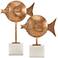 Currey and Company Cici Antique Brass Fish Statues Set of 2