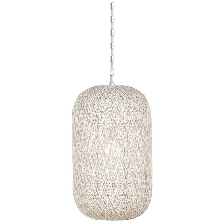 Image 1 Currey & Company Cocoon 15.5" Cream 1-Light Pendant