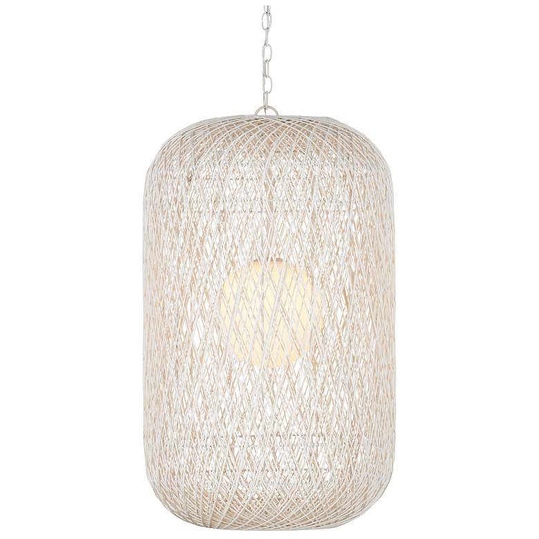 Image 1 Currey & Company Cocoon 21" Cream 1-Light Pendant