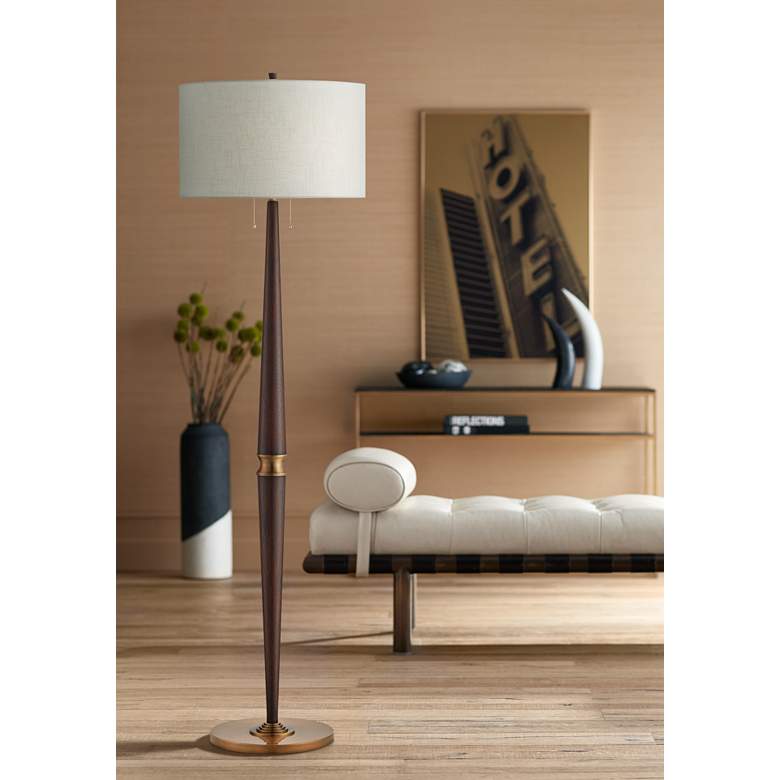 Image 1 Currey and Company Colee Dark Mahogany Floor Lamp