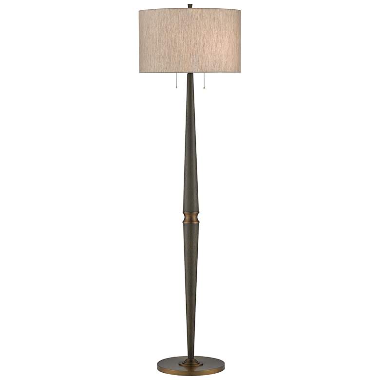 Image 1 Currey and Company Colee Gray Wood Floor Lamp
