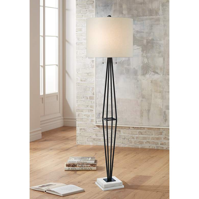 Image 1 Currey and Company Colton Painted Black Floor Lamp