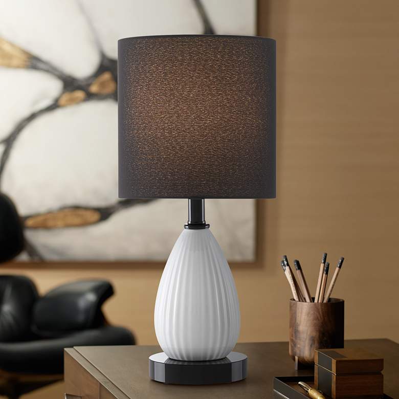 Image 1 Currey and Company Coraline 16 3/4 inchH White Accent Table Lamp