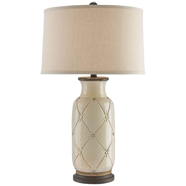 Image 1 Currey and Company Couplet Cream Button-Tufted Table Lamp