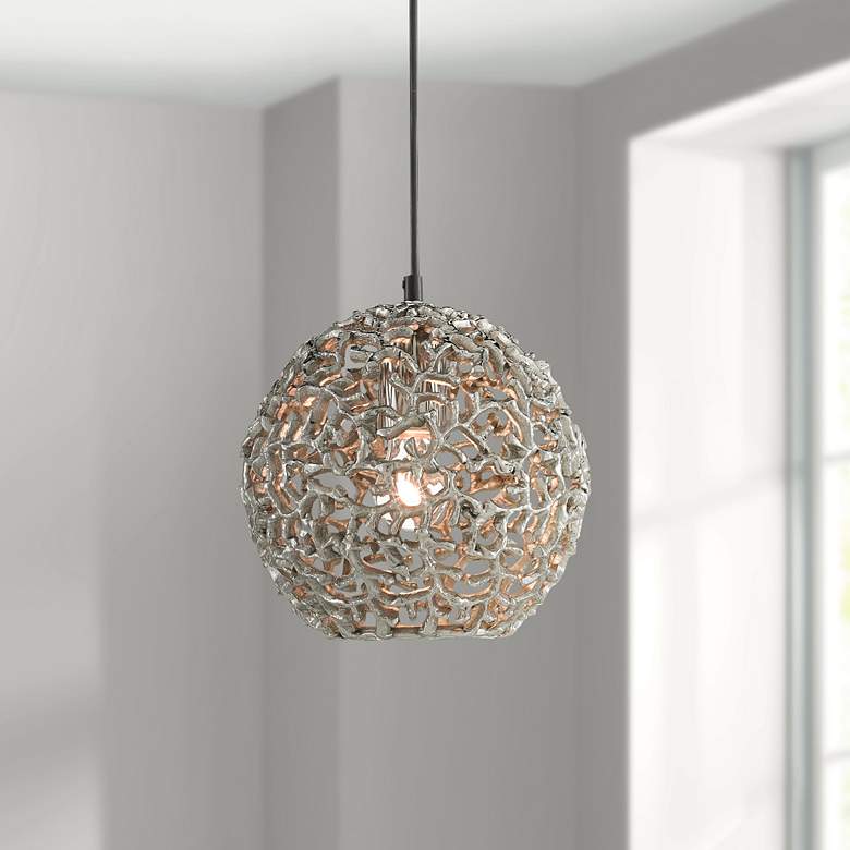 Image 1 Currey and Company Cozumel 9" Wide Nickel Mini Pendant