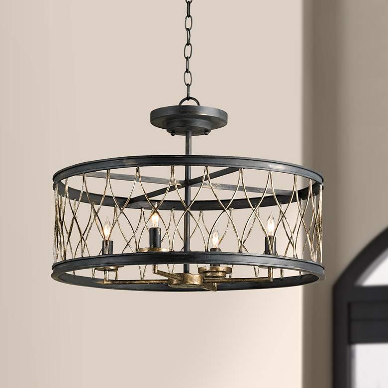 Currey and Company Crisscross 22&quot; Wide Black Chandelier