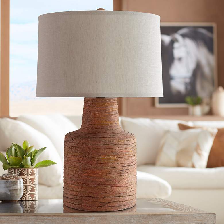 Image 1 Currey and Company Crossroads Rough Terracotta Table Lamp