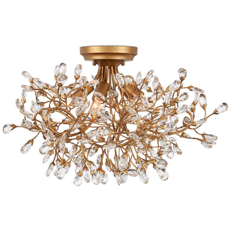 Image 1 Currey & Company Crystal Bud 24" Wide Brass Ceiling Light