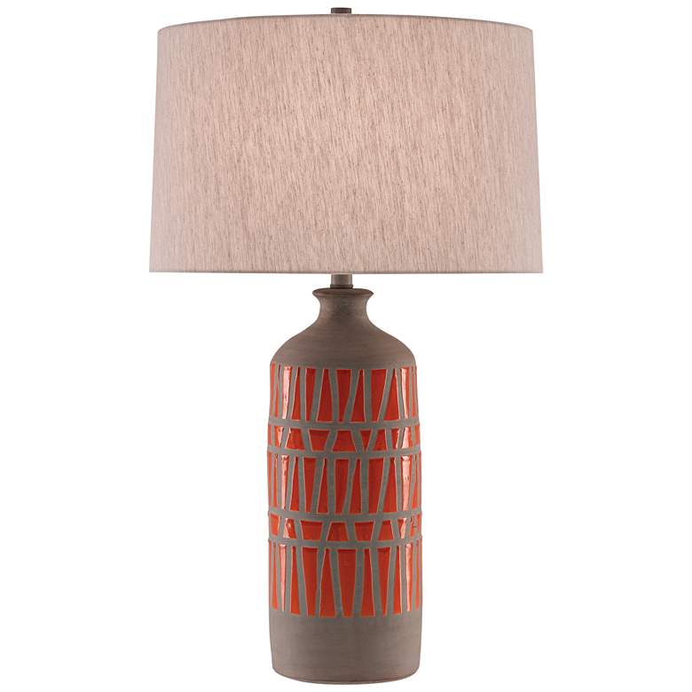 Image 1 Currey and Company Cueva Orange and Natural Gray Table Lamp