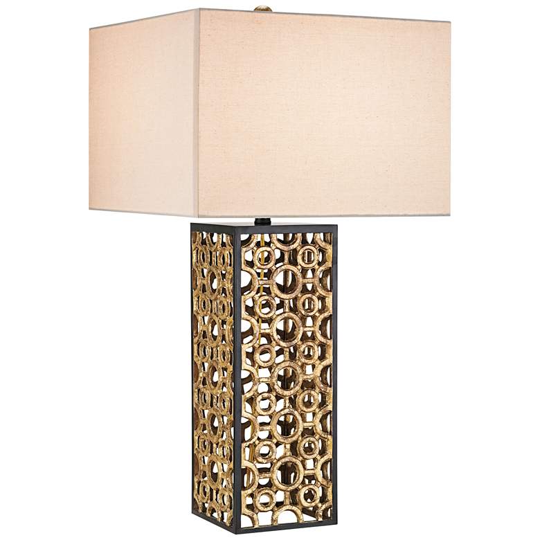 Image 1 Currey and Company Cusco Rectangular Gold Leaf Table Lamp