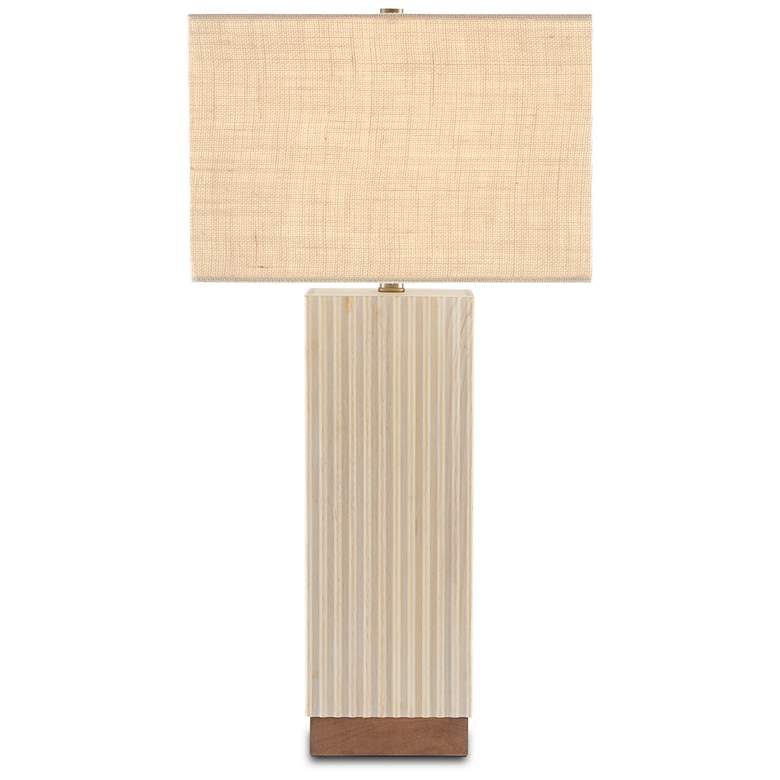 Image 5 Currey and Company Dalmeny Beige White Wash Wood Table Lamp more views