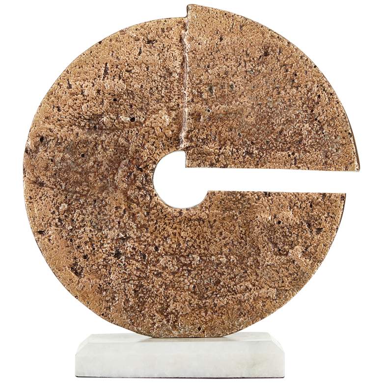 Image 1 Currey and Company Daman 12" High Aged Brass Disc Sculpture