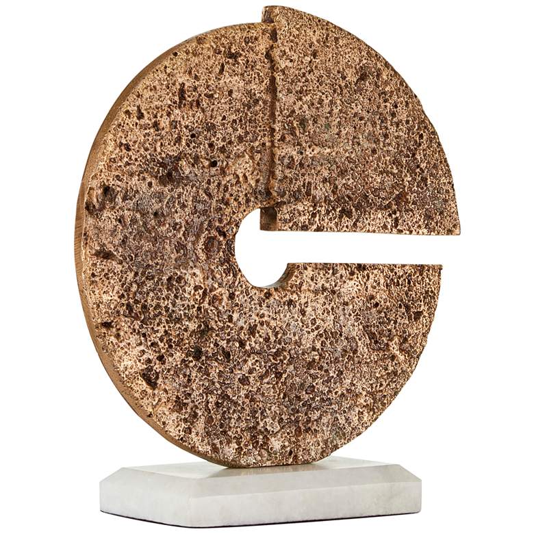 Image 3 Currey and Company Daman 12" High Aged Brass Disc Sculpture more views