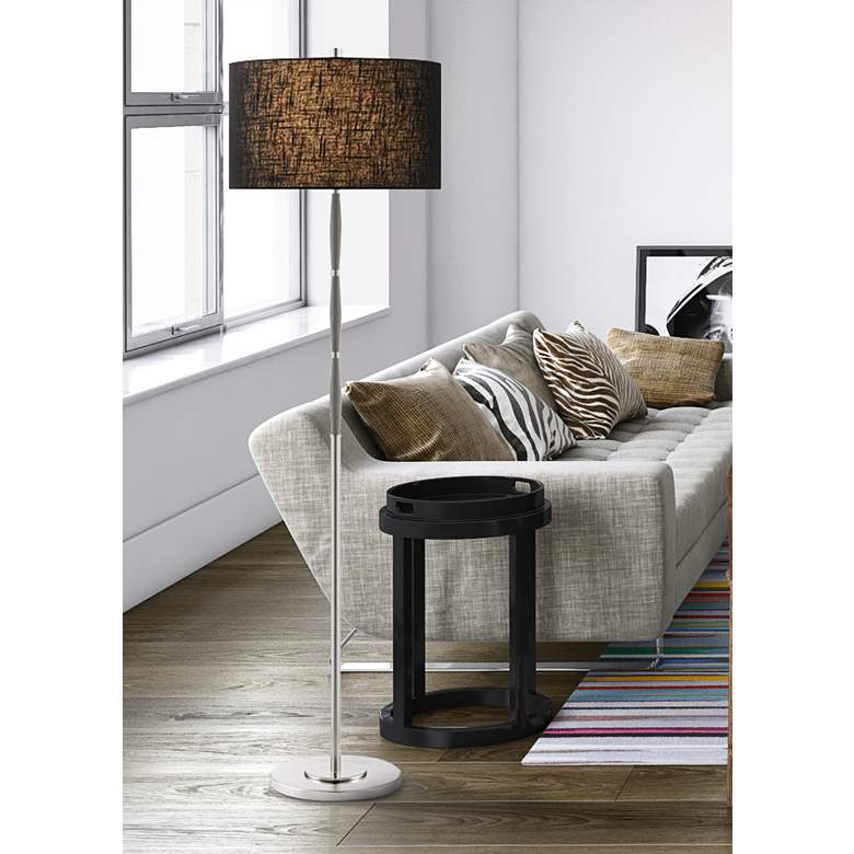 Currey and Company Dashwood Brushed Nickel and Gray Oak Floor Lamp