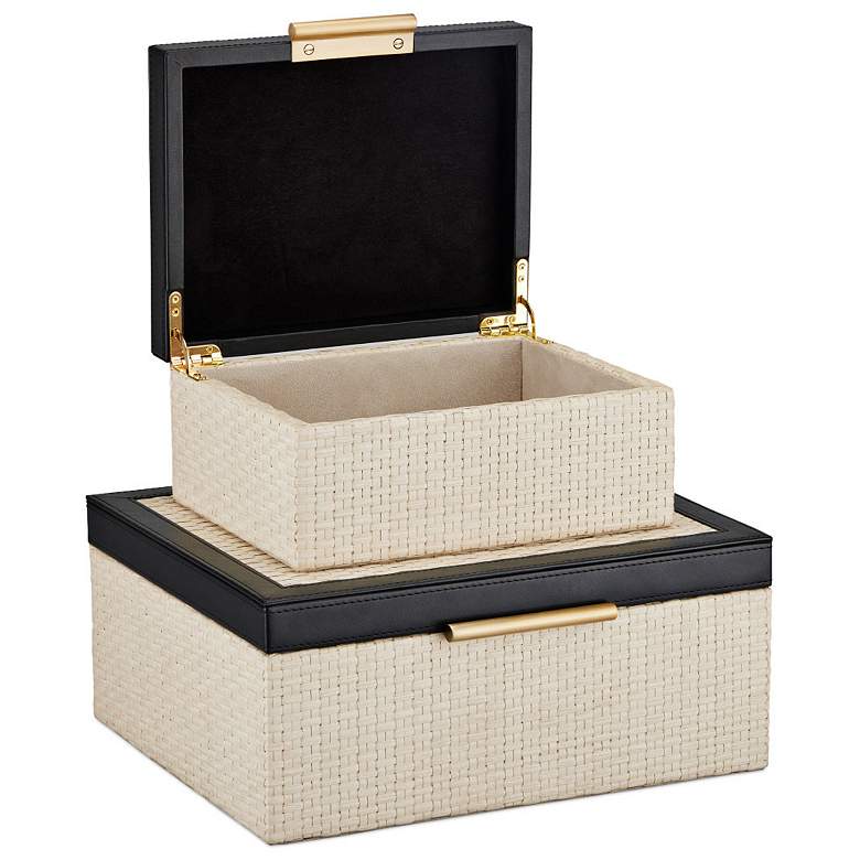 Image 4 Currey & Company Deanna Raffia and Leather Box Set of 2 more views