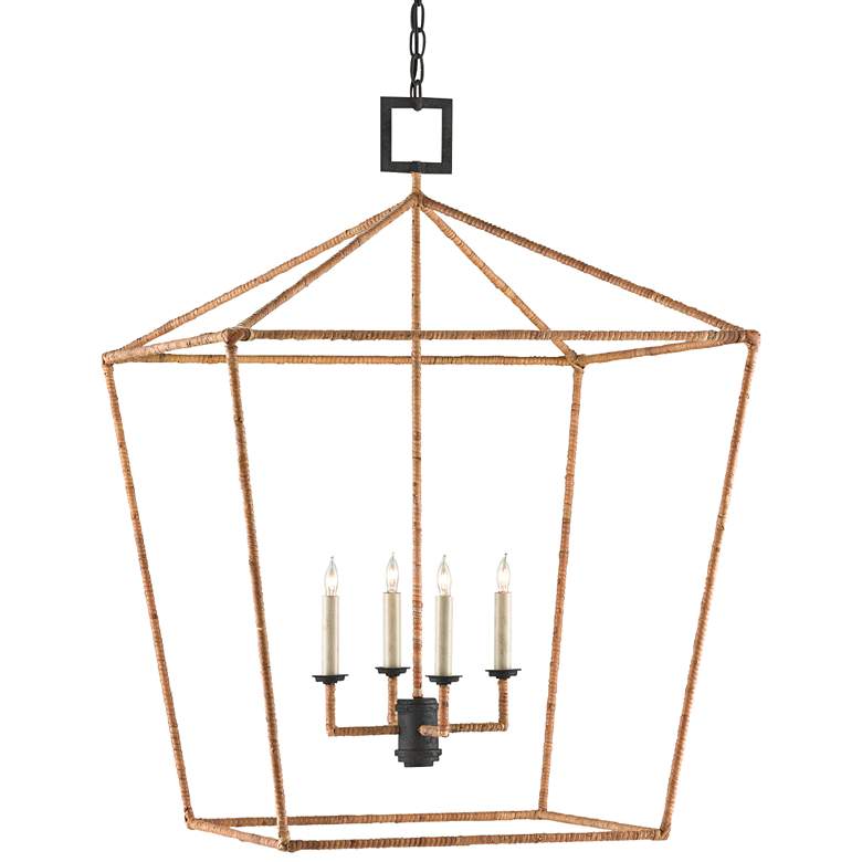 Image 3 Currey & Company Denison 26" Natural Rattan 4-Light Foyer Pendant more views