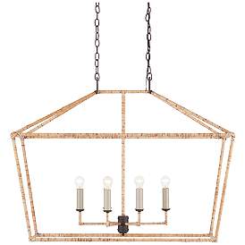 Image1 of Currey & Company Denison 40" Wide 4-Light Open Rattan Chandelier