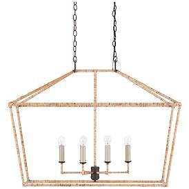 Image2 of Currey & Company Denison 40" Wide 4-Light Open Rattan Chandelier more views