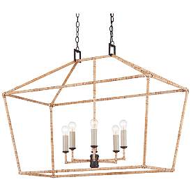 Image4 of Currey & Company Denison 40" Wide 4-Light Open Rattan Chandelier more views