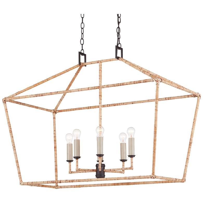 Image 4 Currey & Company Denison 40" Wide 4-Light Open Rattan Chandelier more views
