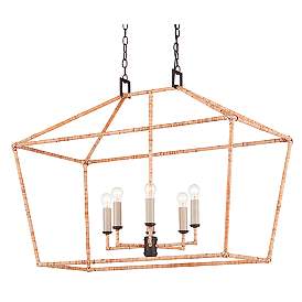 Image5 of Currey & Company Denison 40" Wide 4-Light Open Rattan Chandelier more views