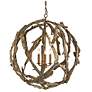 Currey & Company Driftwood 29" Orb 3-Light Chandelier