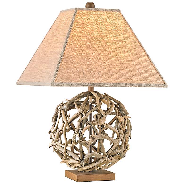 Image 1 Currey and Company Driftwood Sphere Wood/Iron Table Lamp