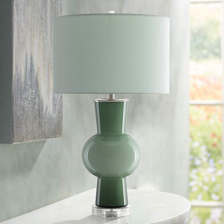Image 1 Currey &amp; Company Duende Light Dark Green Glass Table Lamp