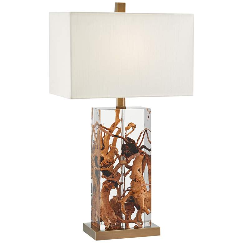 Image 1 Currey and Company Durban Wood in Acrylic Table Lamp
