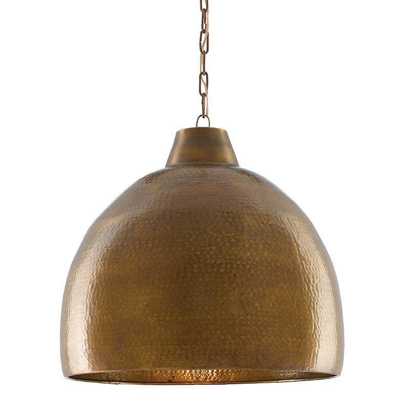Image 1 Currey & Company Earthshine 22" Vintage Brass Dome Pendant Light