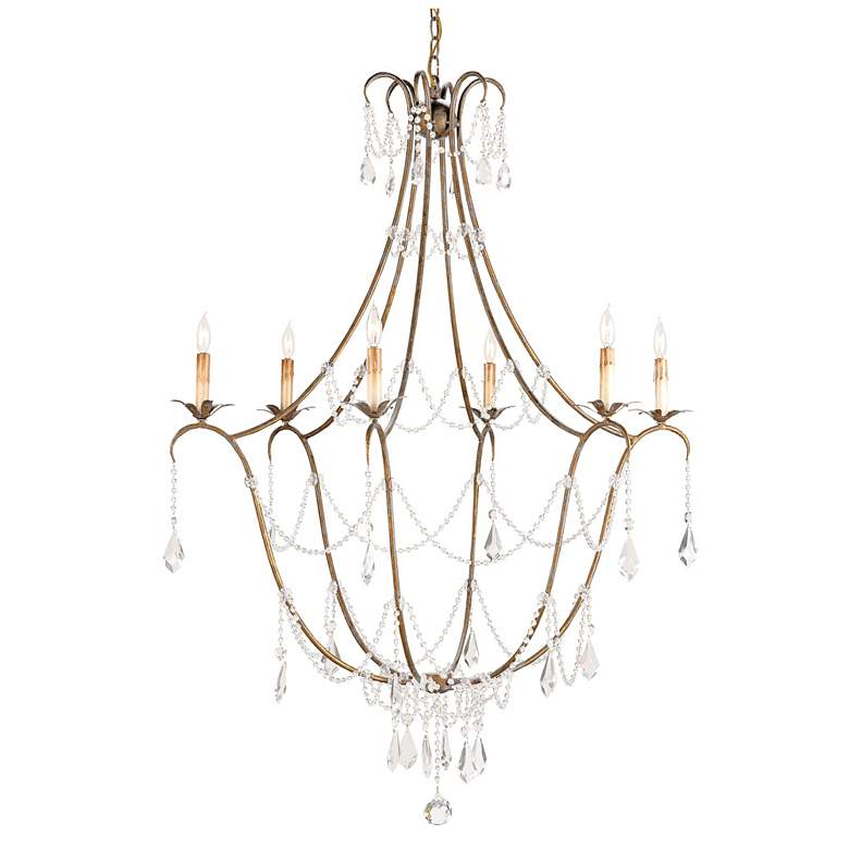 Image 1 Currey & Company Elizabeth 35" Gold 6-Light Chandelier