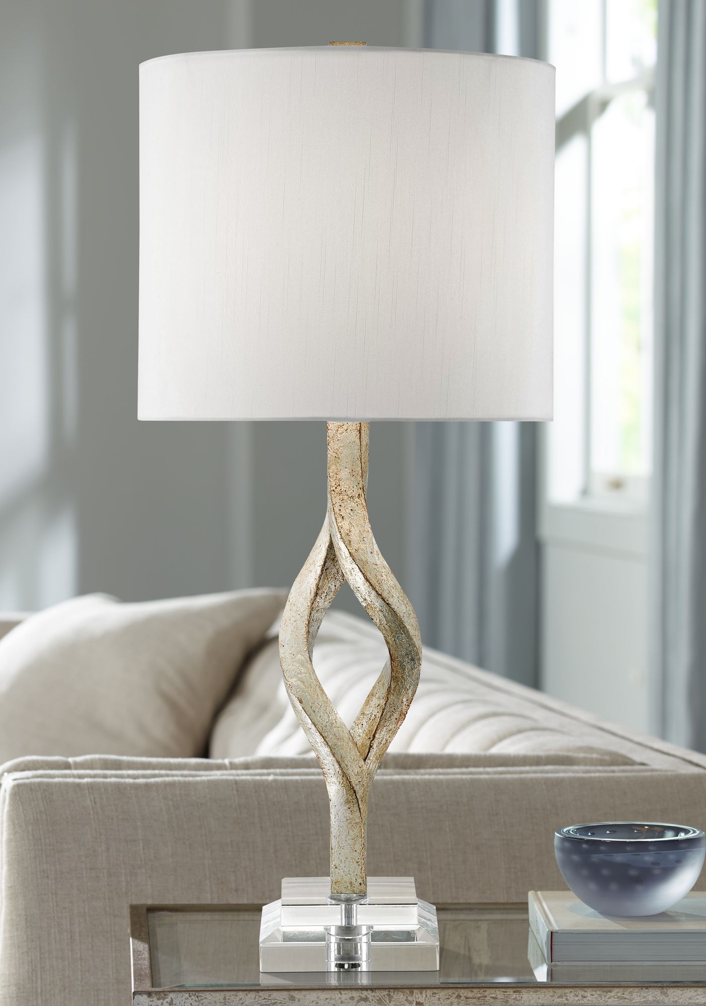 silver leaf table lamp