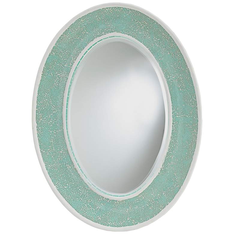 Image 1 Currey and Company Eos Aqua 23" x 31" Oval Wall Mirror