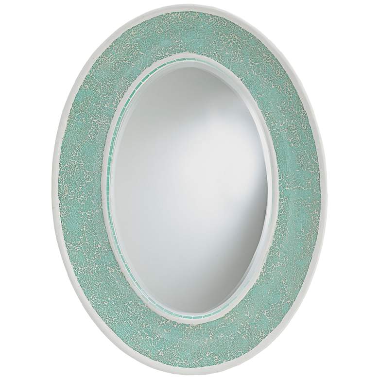 Image 1 Currey and Company Eos Aqua 23 inch x 31 inch Oval Wall Mirror