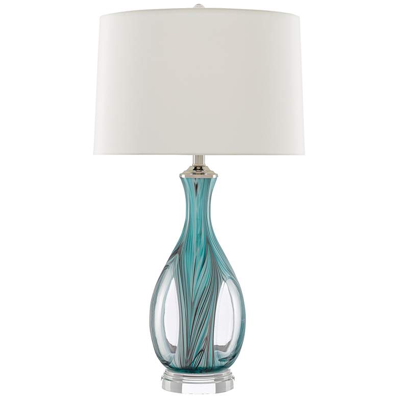 Image 1 Currey &amp; Company Eudoxia 31 inch Blue Glass Table Lamp