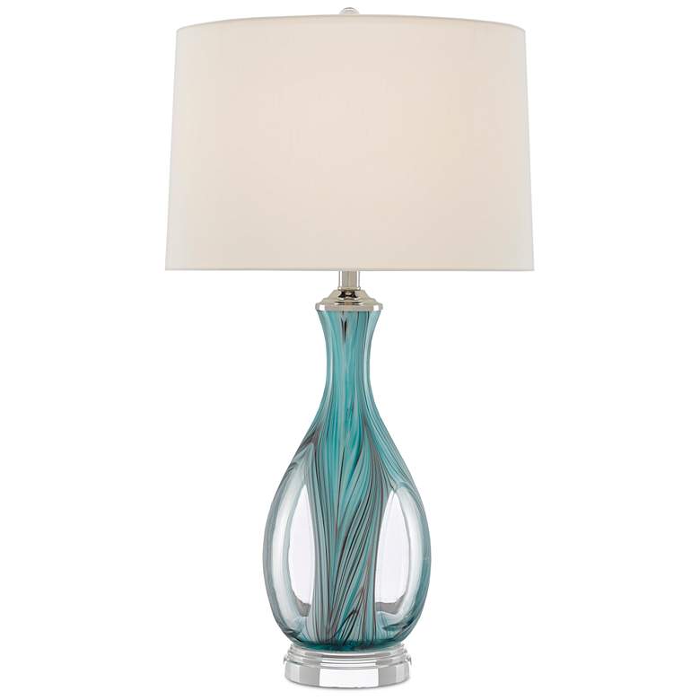 Image 3 Currey & Company Eudoxia 31" Blue Glass Table Lamp more views
