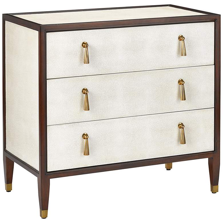 Image 1 Currey and Company Evie 32 inch Wide Ivory 3-Drawer Accent Chest