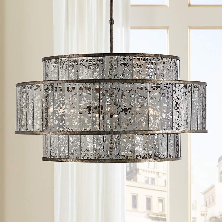 Image 1 Currey & Company Fantine 30" Bronze and Raj Mirror Chandelier