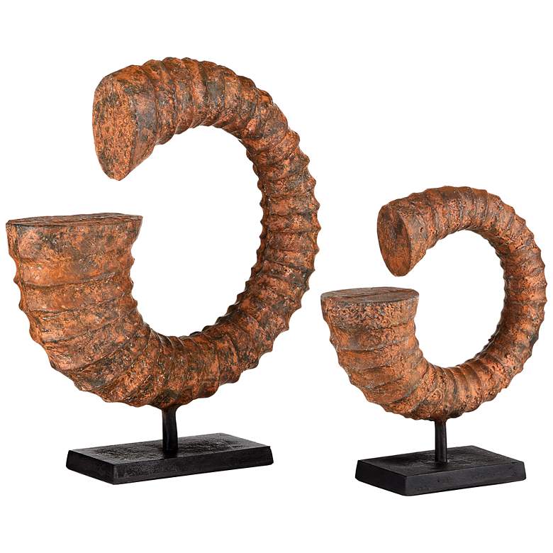Image 1 Currey & Company Faux Horn Sculptures Set of 2